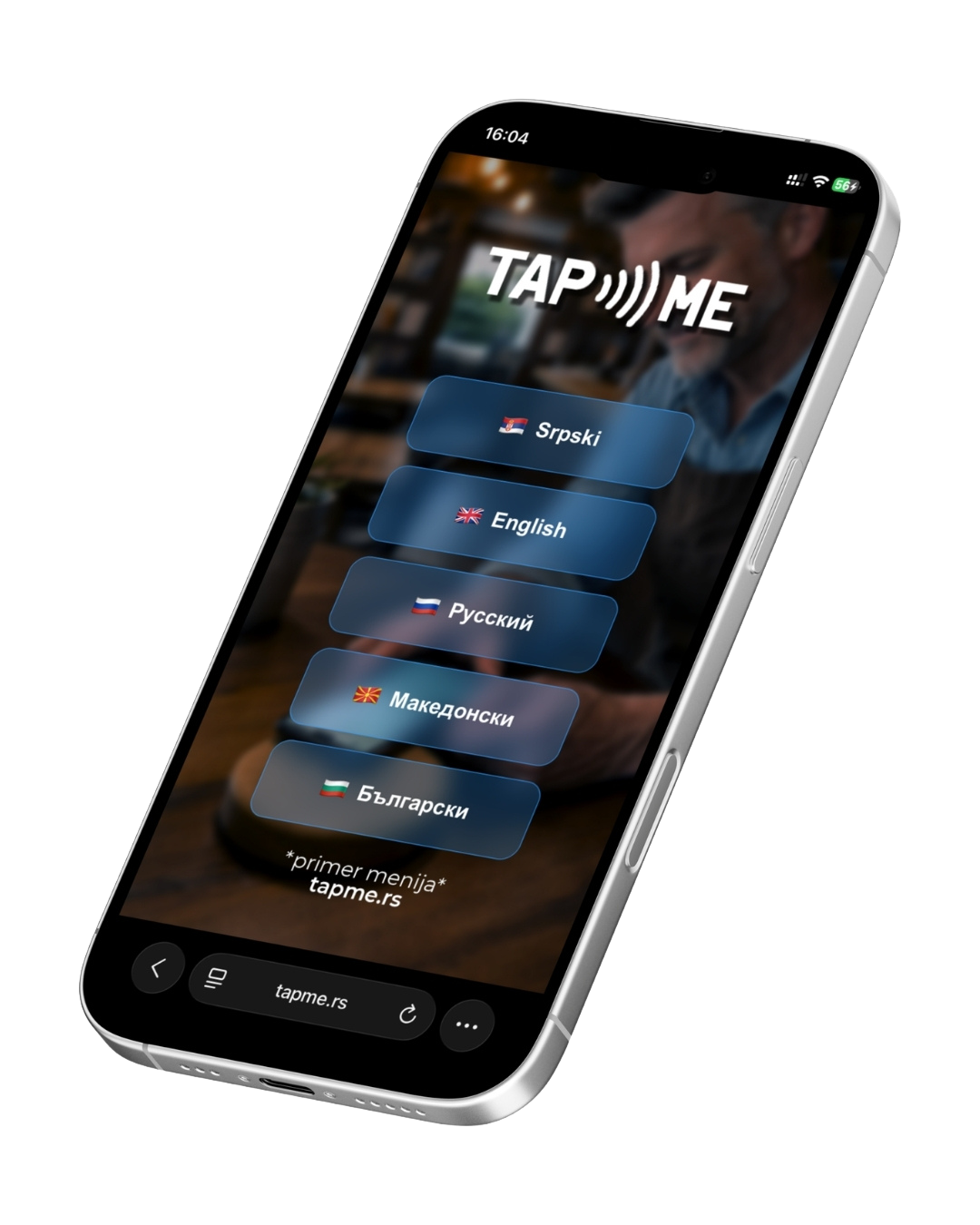 TapMe digitalni meni na telefonu